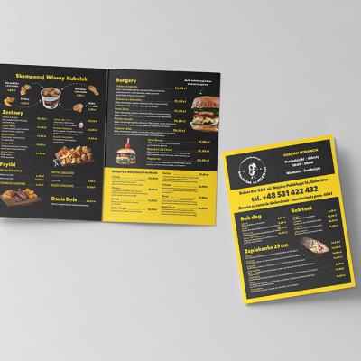 Ulotka Skladana Bobas Bar Menu